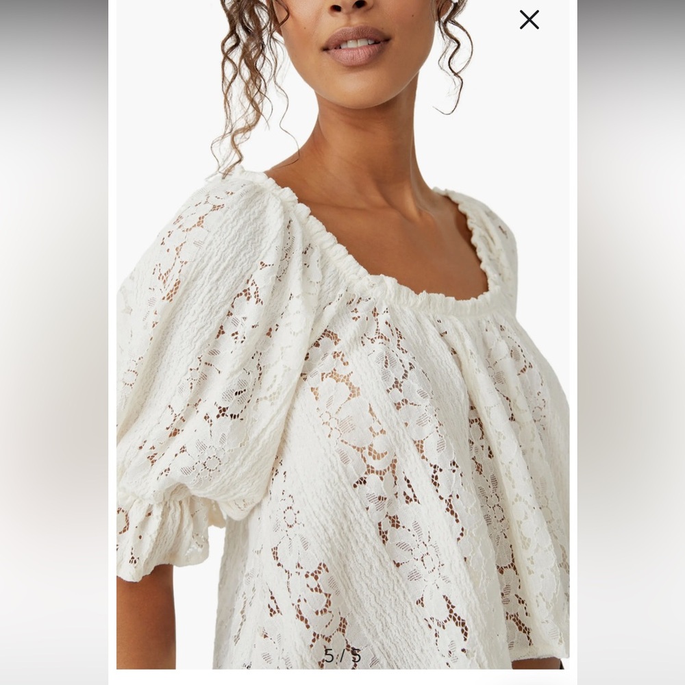 FREE PEOPLE WOMEN'S STACEY LACE CROPPED SHIRT - Picture 12 of 14